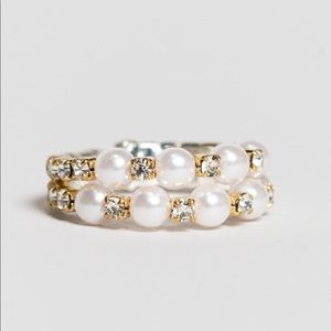✨HOST PICK✨DOUBLE LAYERED GOLD PLATED PEARL & RHINESTONE RING